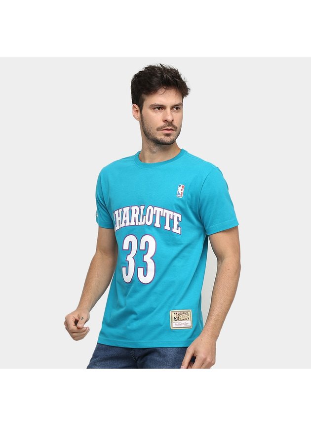 camiseta nba charlotte hornets n 33 alonzo mourning mitchell ness masculina verde hyped 91