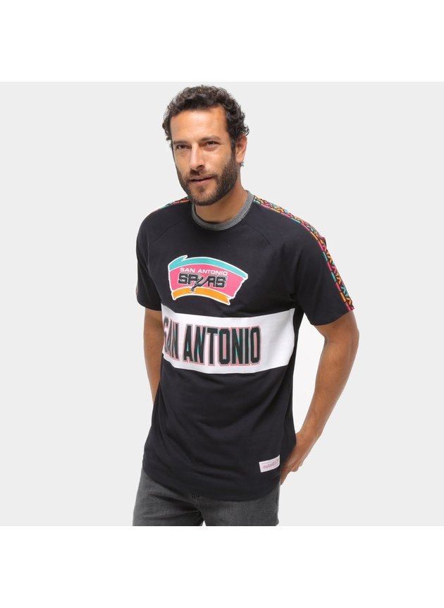 camiseta mitchell ness san antonio spurs masculina preto hyped 91