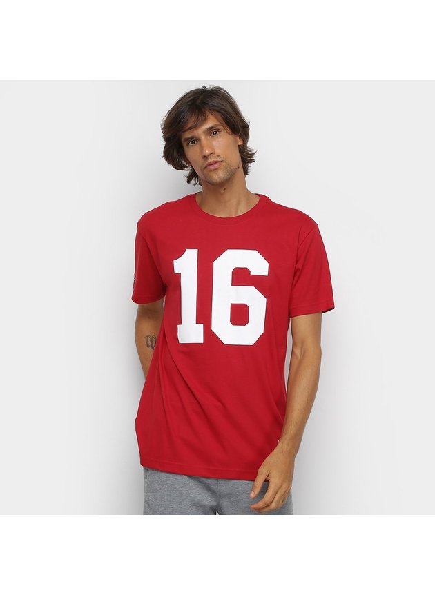 camiseta nfl san francisco 49ees n 16 joe montana mitchell ness masculina vermelho hyped 91