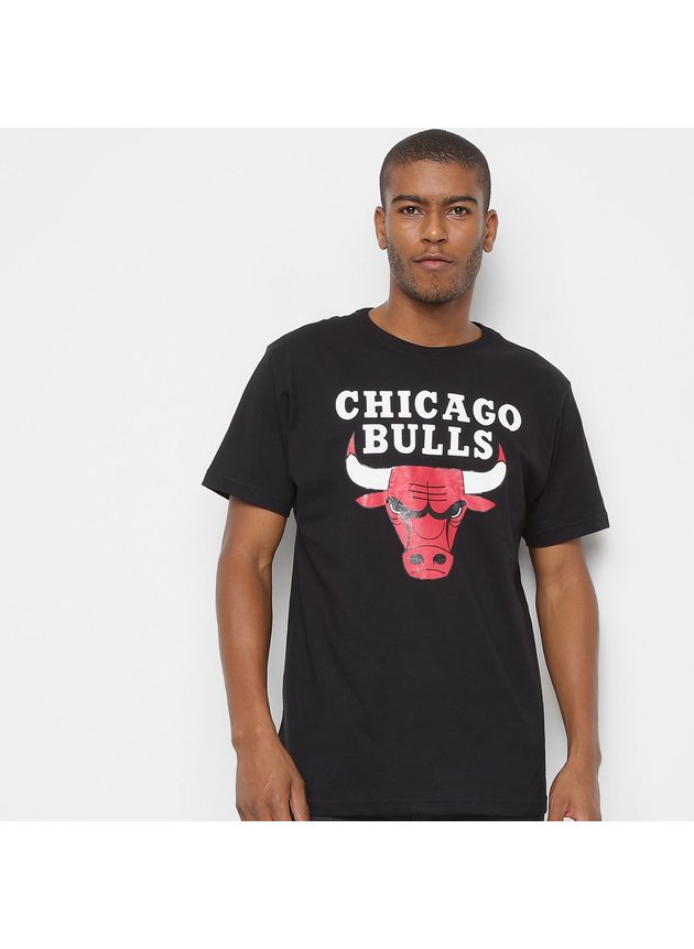 camiseta nba chicago bulls big logo masculina preto hyped 91