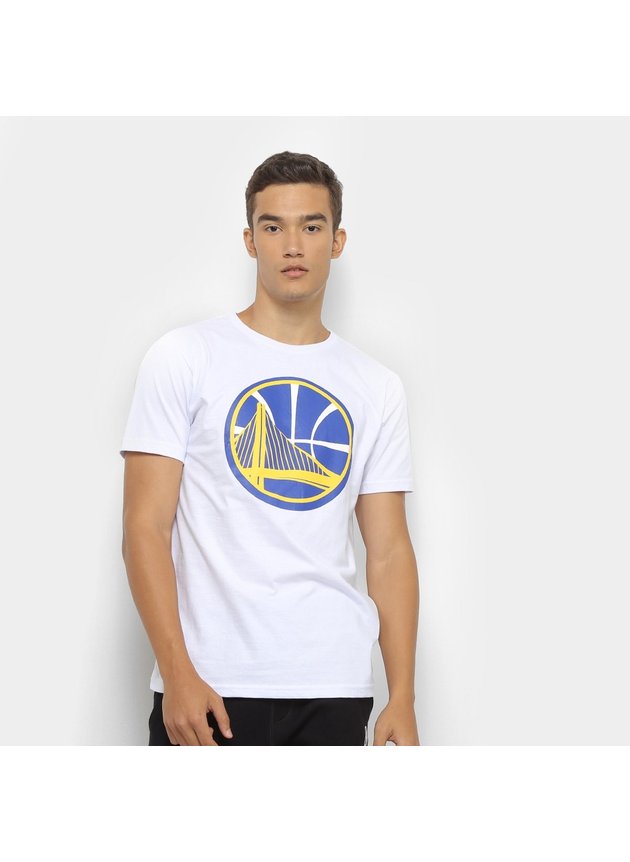 camiseta nba golden state warriors big logo masculina branco hyped 91