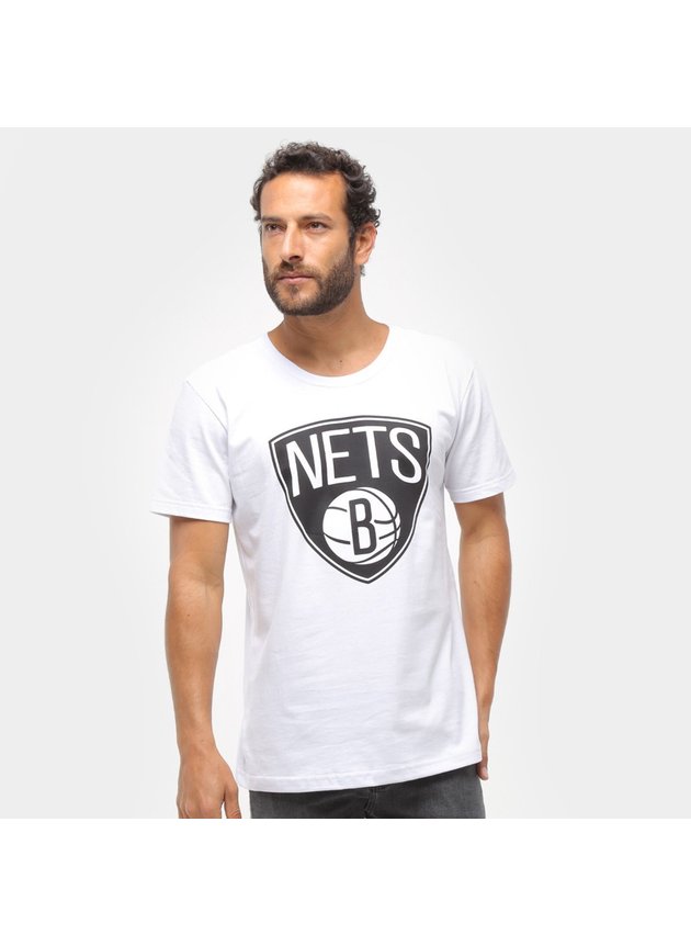 camiseta nba brooklyn nets big logo masculina branco hyped 91