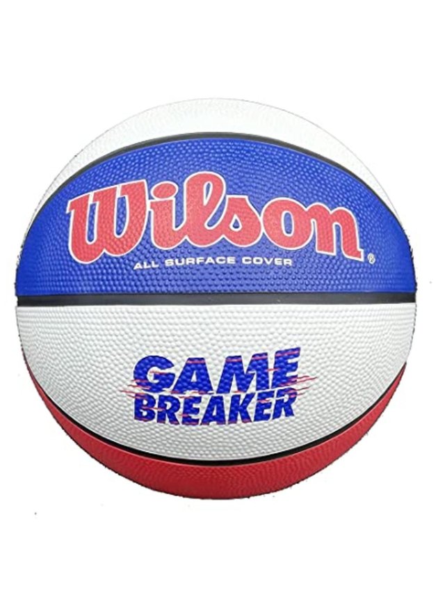 bola de basquete wilson game breaker n 7 branco azul vermelho hyped 91