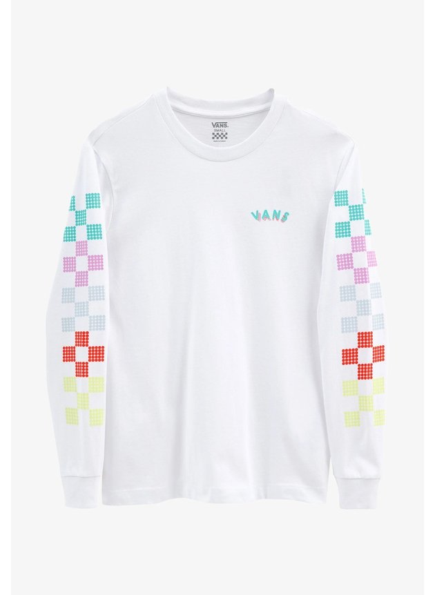 camiseta feminina vans manga longa dotty check ls branca hyped 91 4