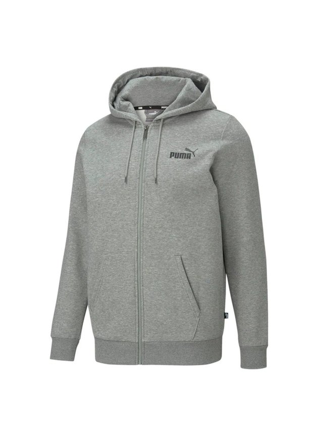 moletom puma essentials full zip logo masculino cinza hyped 91