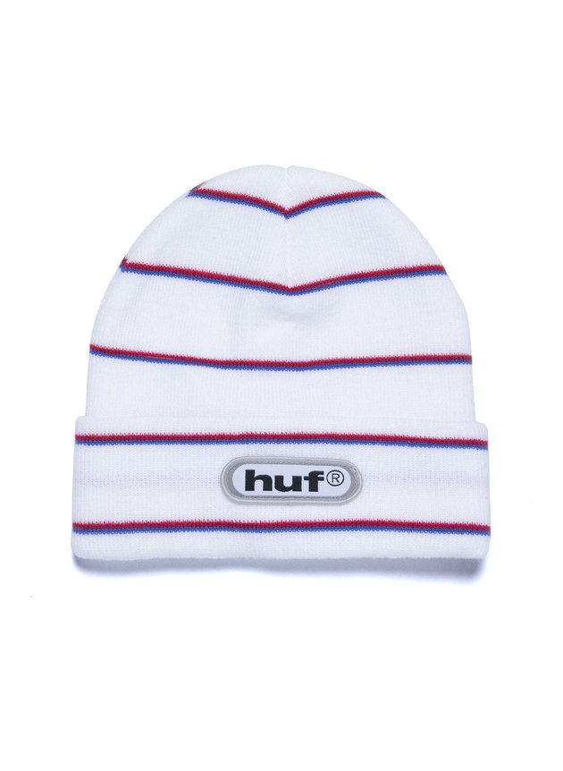 gorro huf logo stripe beanie branco hyped 91