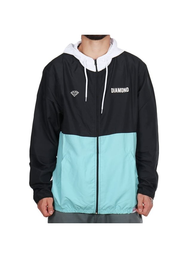 Jaqueta Corta Vento Diamond Contrast   Preto Branco Verde   hyped 91  5