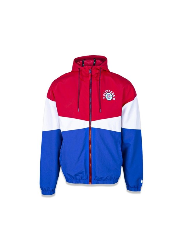 jaqueta corta vento new era nba clippers college blocked azul vermelho branco hyped 91 2