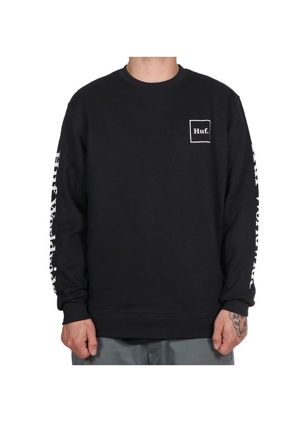 moletom careca huf worldwide essentials domestic preto hyped 91