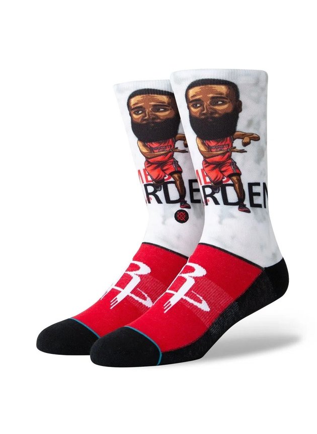 meia stance nba rockets harden big head preto vermelho hyped 91