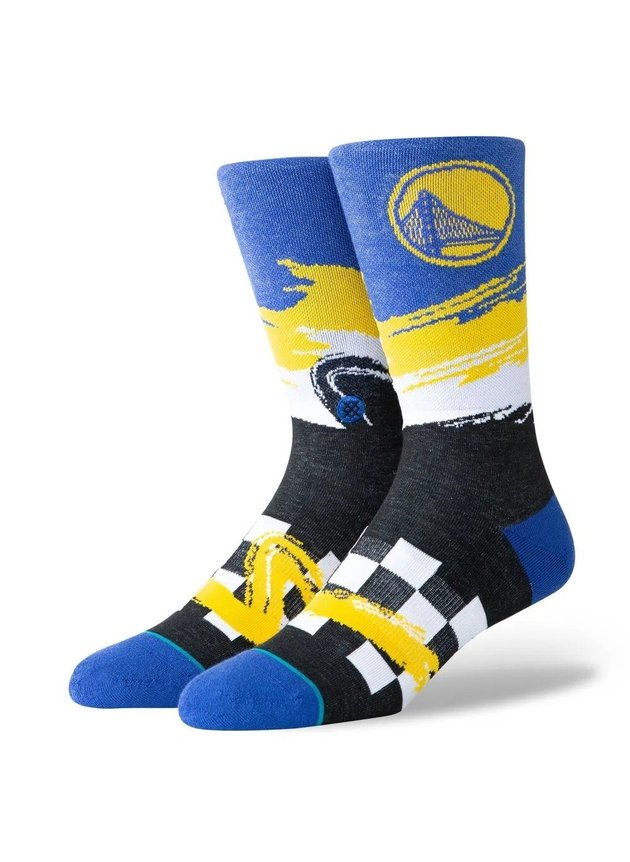meia stance nba golden state warriors wave racer azul amarelo hyped 91