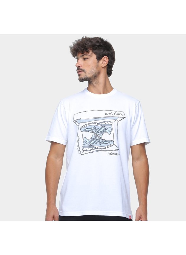 camiseta new balance essentials shoebox 990 off white hyped 91