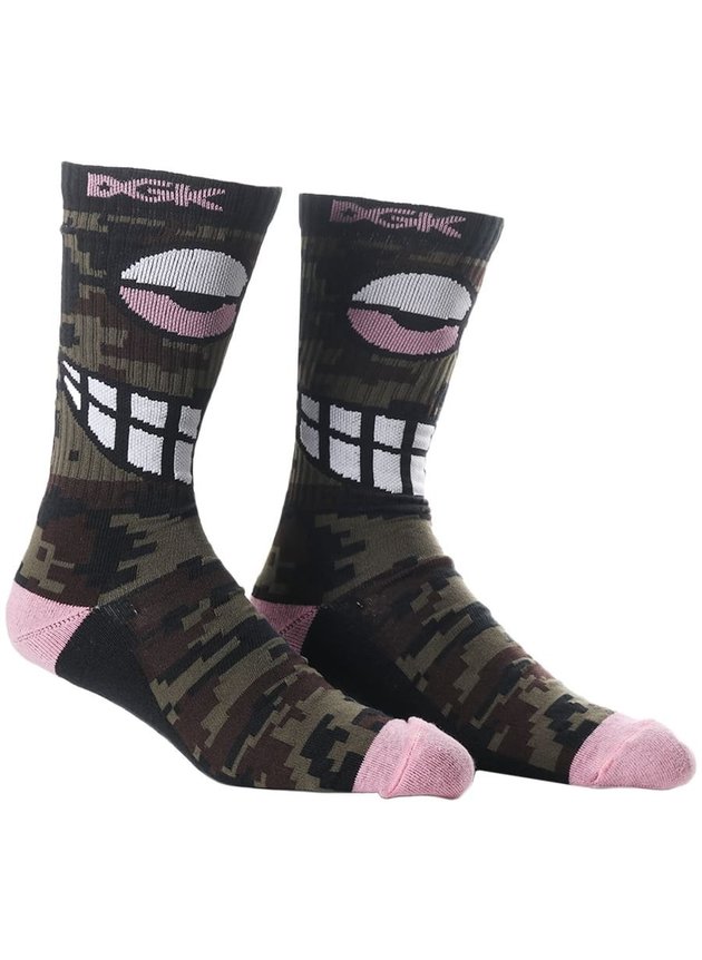 meia dgk smirk crew cano alto camuflado rosa hyped 91