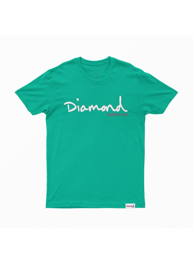camiseta diamond og script overdye turquoise hyped 91