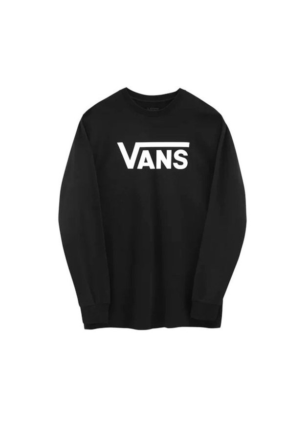 camiseta vans classic manga longa masculina preto branco hyped 91