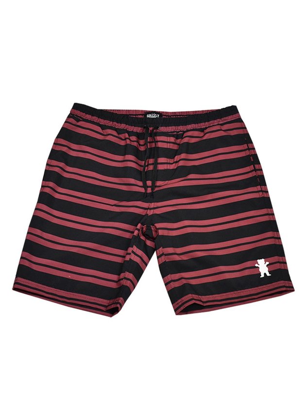 shorts grizzly bear board masculino listrado preto vermelho hyped 91
