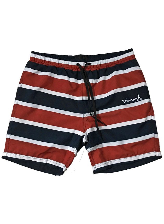 shorts diamond mini og script masculino preto vermelho branco hyped 91