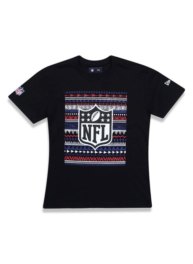 camiseta juvenil new era nfl logo preto hyped 91