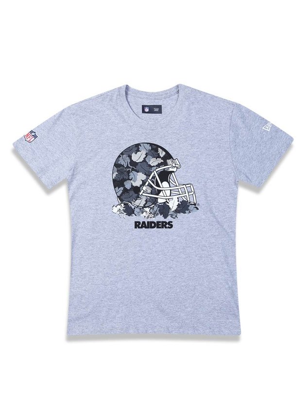 camiseta juvenil new era helmet nfl raiders cinza hyped 91