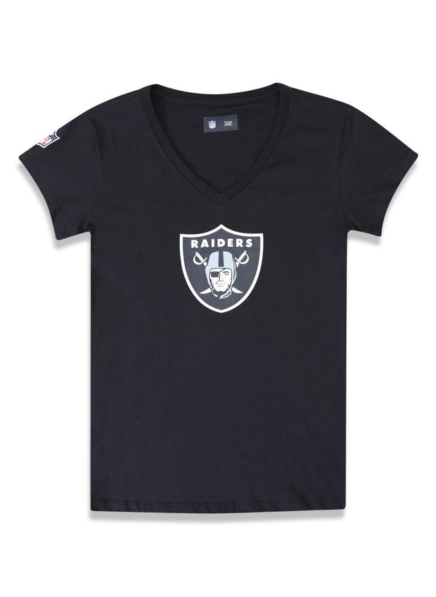 camiseta baby look feminina new era nfl raiders preto hyped 91