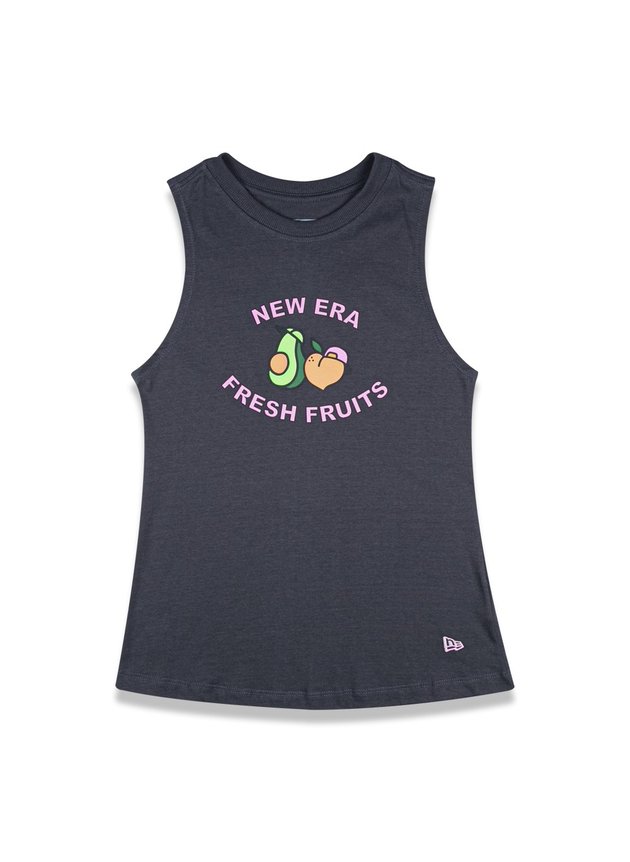regata feminina new era fruit fresh market cinza escuro hyped 91