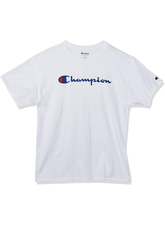 camiseta champion logo script heritage short branca hyped 91