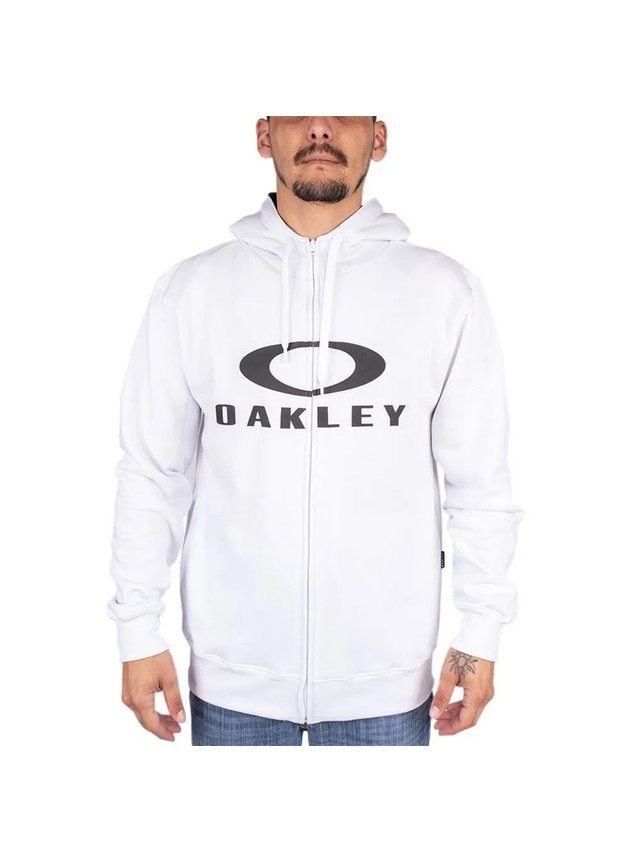 moletom oakley aberto de ziper bark hoodie branco preto hyped 91