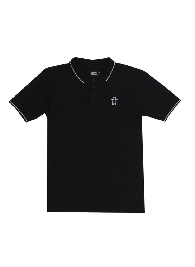 camisa grizzly polo bear masculina preto branco hyped 91