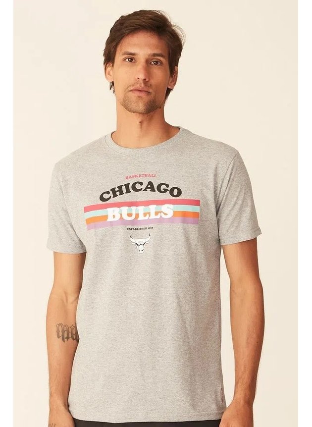 camiseta nba chicago bulls masculina cinza hyped 91