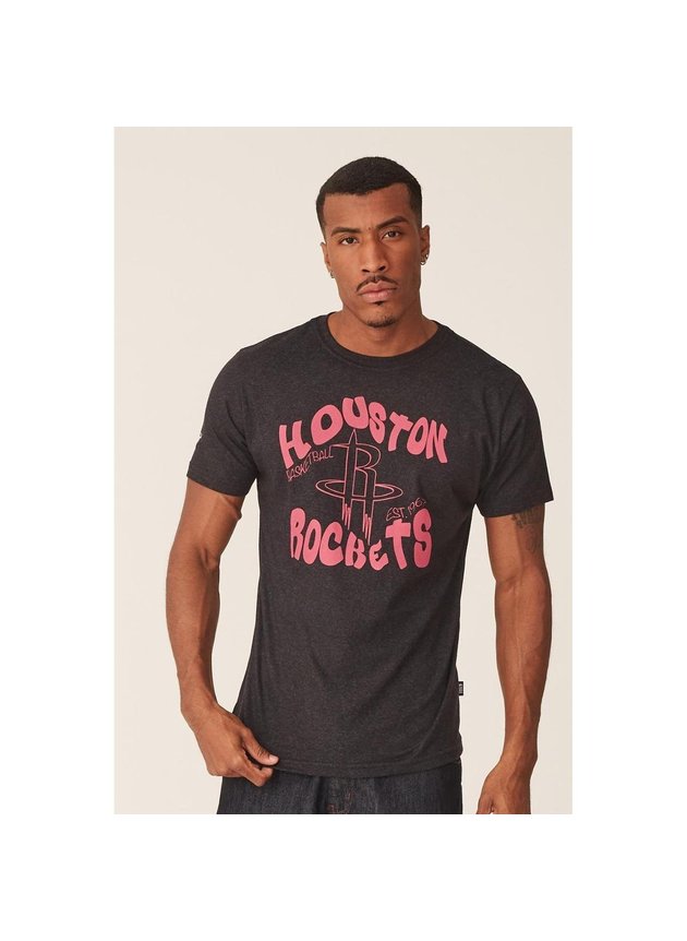camiseta nba rouston rockets masculino cinza escuro hyped 91
