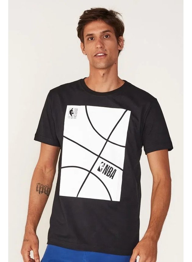 camiseta nba estampada masculina preta branca hyped 91