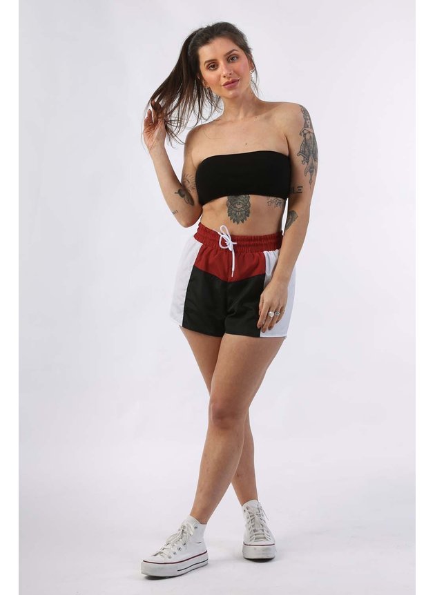 shorts riu kiu boxer de tactel branco vermelho 3