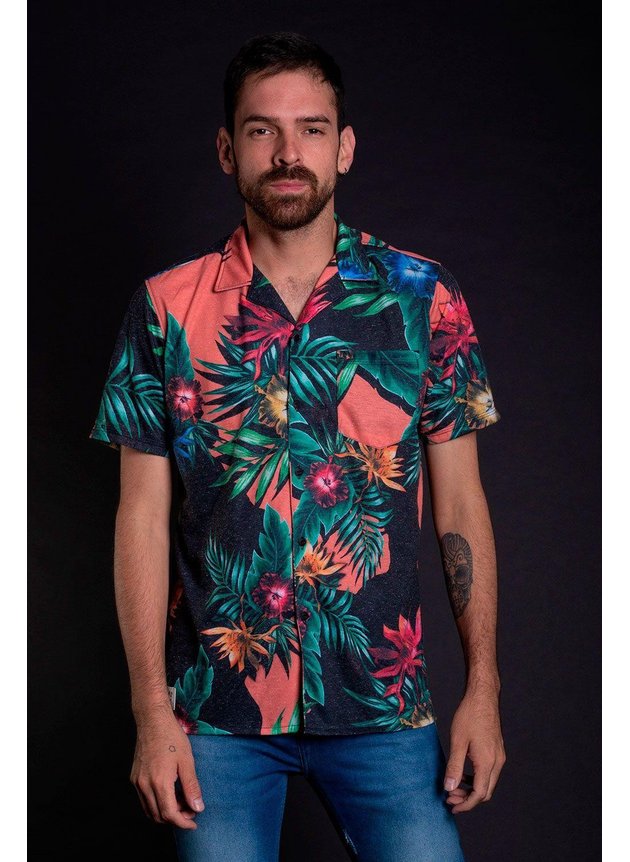 camisa de botao ocenao floral masculino