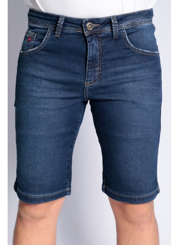 bermuda jeans oceano malha denin slim fit azul