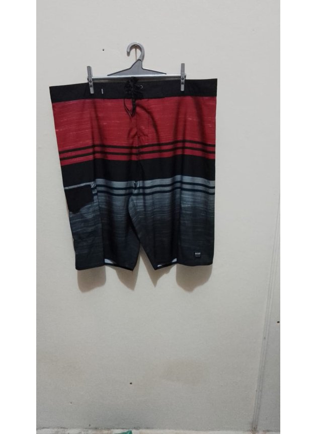 bermuda de surf okdok plus size preto vermelho 2
