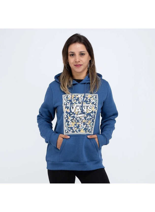 moletom vans floral canguru feminino deco box hoodie azul marinho hyped 91 2