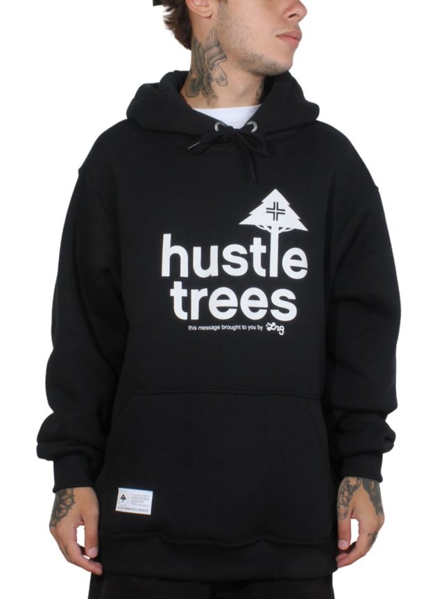 Moletom LRG Canguru Hustle Trees Masculino   Preto Branco   hyped 91