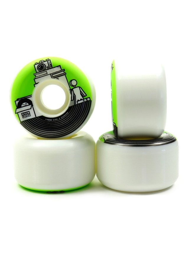 rodas de skate girl sub pop 99a branco verde 52 mm hyped 91