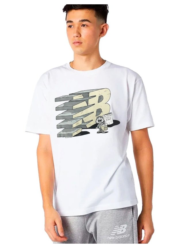 camiseta new balance essentials monumental graphic branco hyped 91 2