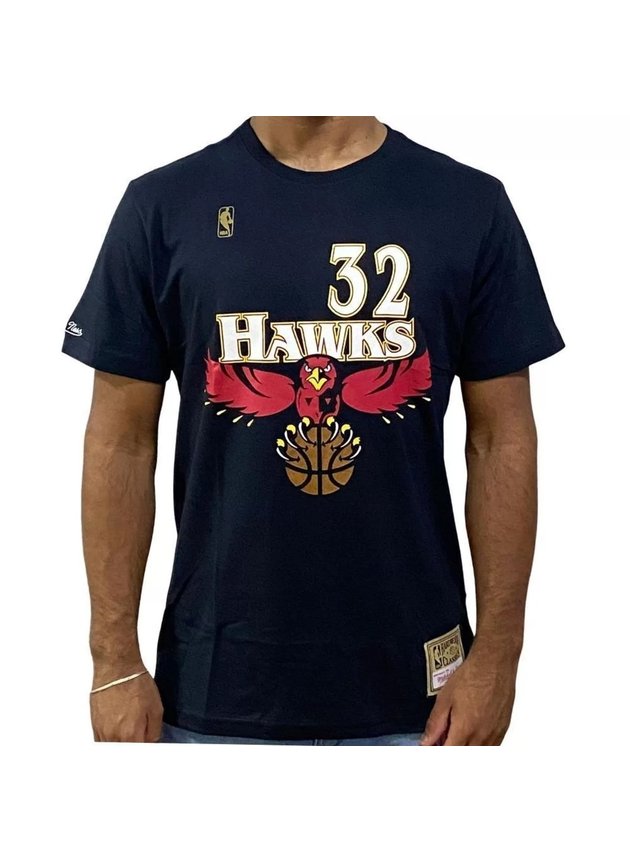 camiseta mitchell ness nba atlanta hawks laettner 32 preto hyped 91 4