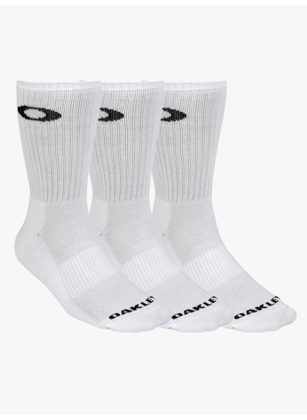 Meia Oakley Cano Alto Essentials Crew 3 Pares   Branco Preto   hyped 91