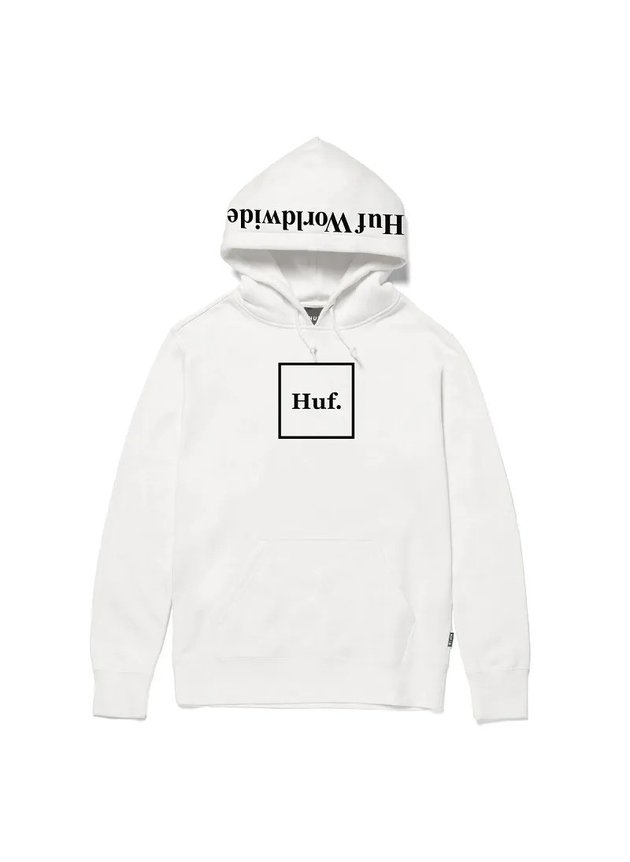 moletom skate huf branco essentials box logo canguru com capuz hyped 91