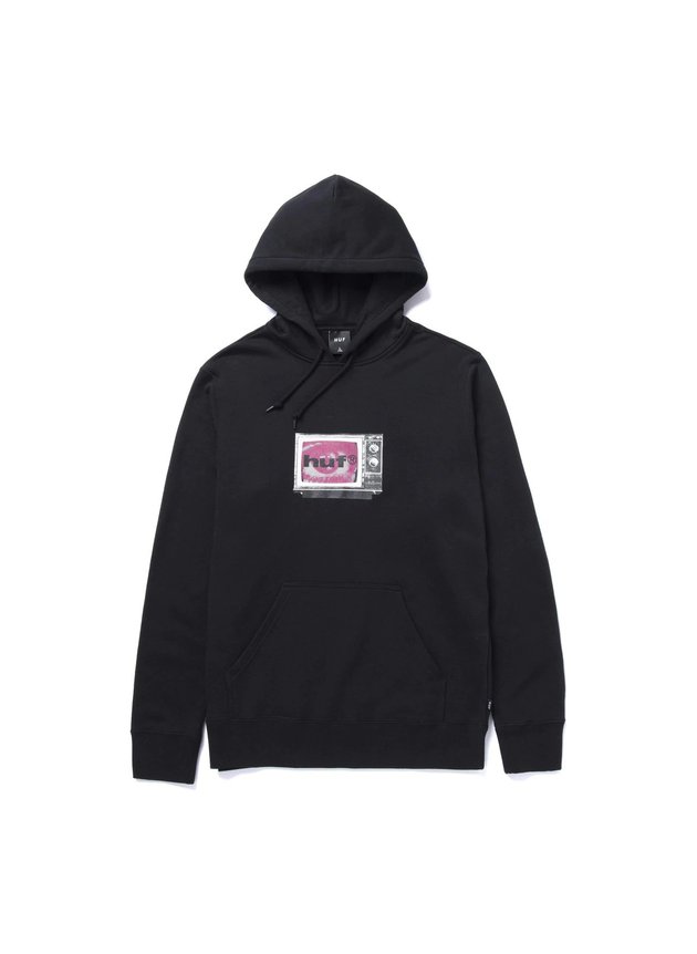 moletom huf skate eyewitness canguru com capuz preto hyped 91 9