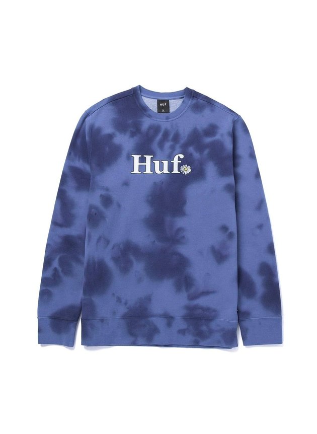 moletom careca huf bloom crew masculino azul tie dye hyped 91 2