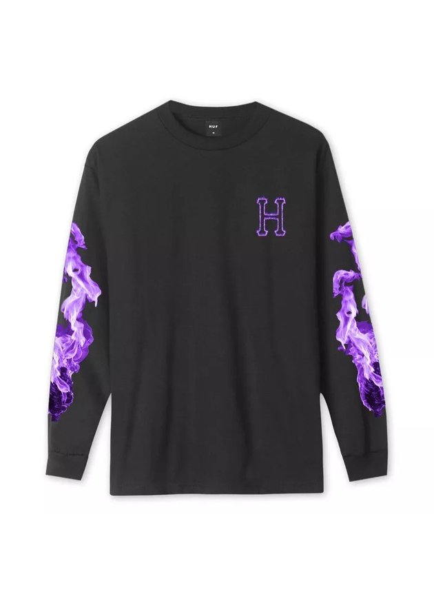 camiseta huf de caveira screw head manga longa preto hyped 91