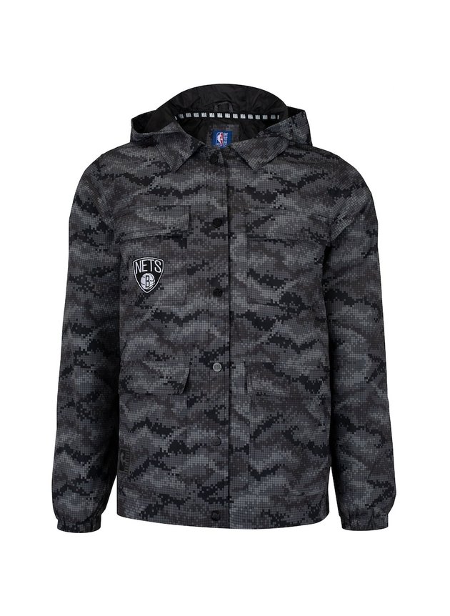 jaqueta corta vento de basquete nba brooklyn nets de botao cinza escuro hyped 91 5
