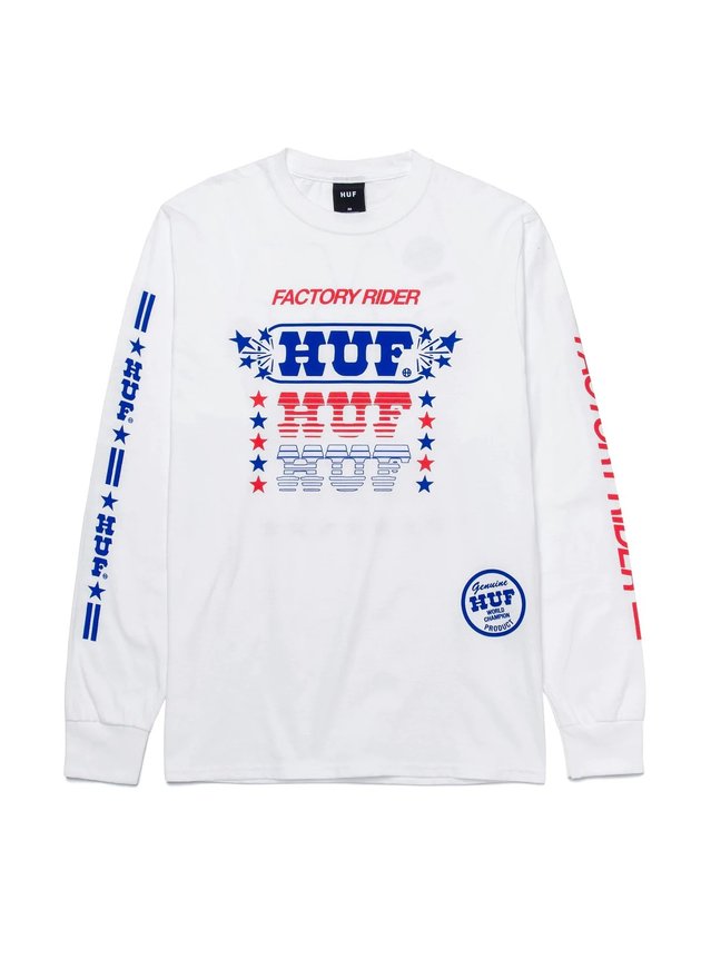camiseta huf factory rider manga longa masculina branco hyped 91 4