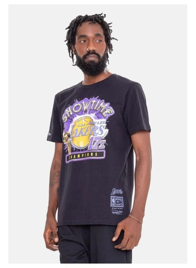 camiseta mitchell ness nba los angeles lakers trophy champs hyped 91