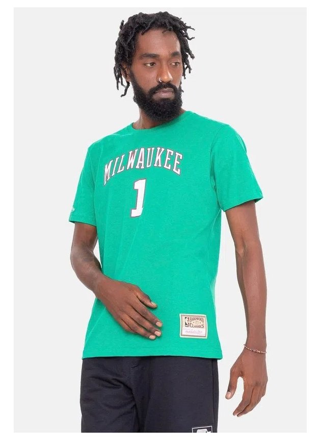 camiseta mitchell ness nba milwaukee bucks oscar robertson 1 verde hyped 91 3