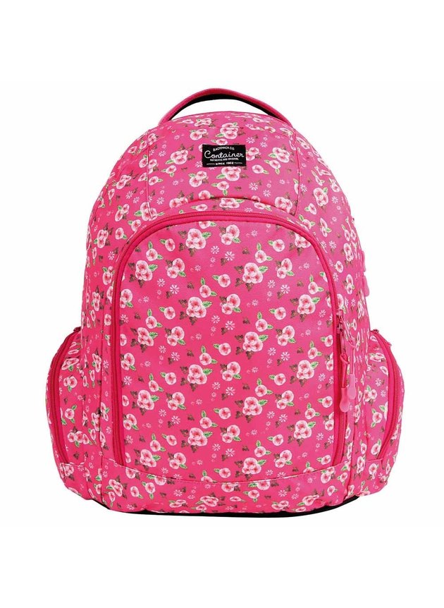 mochila escolar feminina grande rosa floral container dermiwil rosa